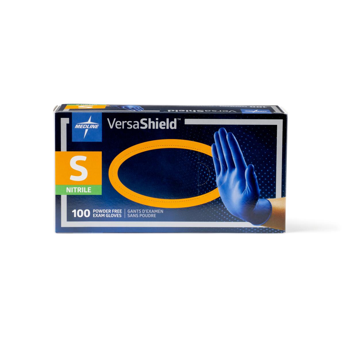 Versashield brand blue gloves in blue box - small size